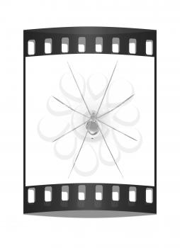 Chrome spider on a white background. The film strip