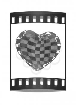3d beautiful red glossy heart of the bands on a white background. The film strip