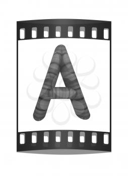 Wooden Alphabet. Letter A on a white background. The film strip