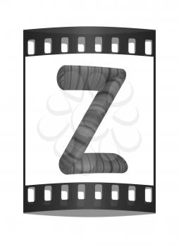 Wooden Alphabet. Letter Z on a white background. The film strip