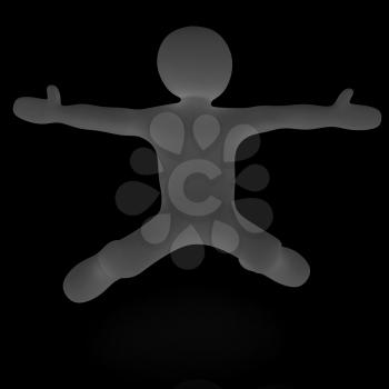 falling 3d man on white background