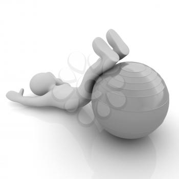 3d man exercising position on fitness ball. My biggest pilates series