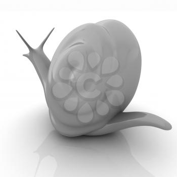 3d fantasy animal, snail on white background 