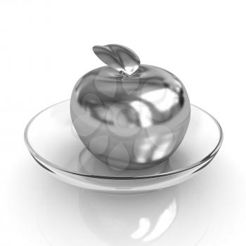 Gold apple on a plate