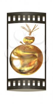 Dragonfly on gold apple