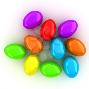 Colored Eggs on a white background