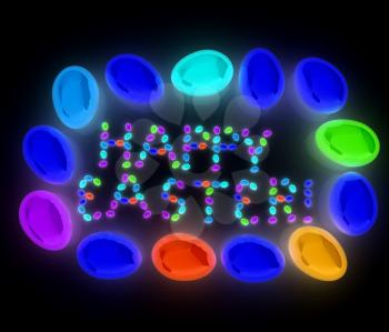 Easter eggs as a Happy Easter greeting on white background