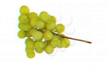 Grapes isolated on white background. 3D illustration. Anaglyph. View with red/cyan glasses to see in 3D.