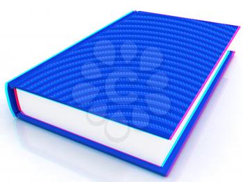 Book on a white background. Anaglyph. View with red/cyan glasses to see in 3D. 3D illustration