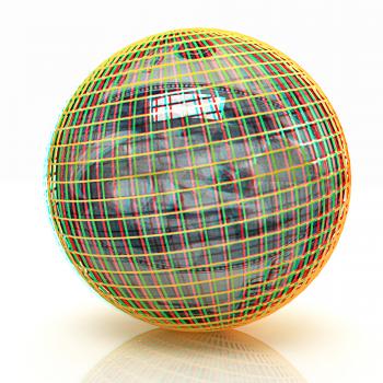 Sphere from  dollar on a white background. 3D illustration. Anaglyph. View with red/cyan glasses to see in 3D.