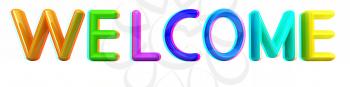 3d colorful text welcome on a white background. 3D illustration. Anaglyph. View with red/cyan glasses to see in 3D.