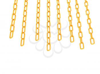 gold chains on white background - 3d illustration. 3D illustration. Anaglyph. View with red/cyan glasses to see in 3D.