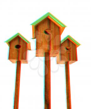 Nesting boxes on a white background. 3D illustration. Anaglyph. View with red/cyan glasses to see in 3D.