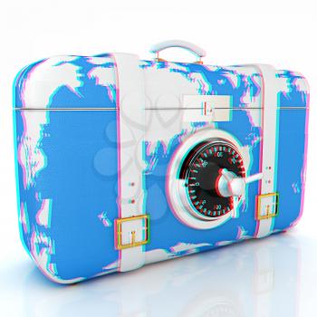 suitcase-safe for travel . 3D illustration. Anaglyph. View with red/cyan glasses to see in 3D.