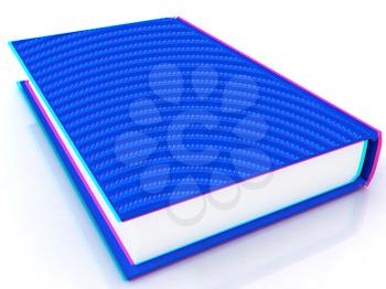 Book on a white background. 3D illustration. Anaglyph. View with red/cyan glasses to see in 3D.