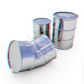 bent barrel on a white background. 3D illustration. Anaglyph. View with red/cyan glasses to see in 3D.