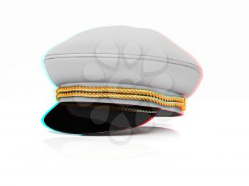 Marine cap on a white background. 3D illustration. Anaglyph. View with red/cyan glasses to see in 3D.