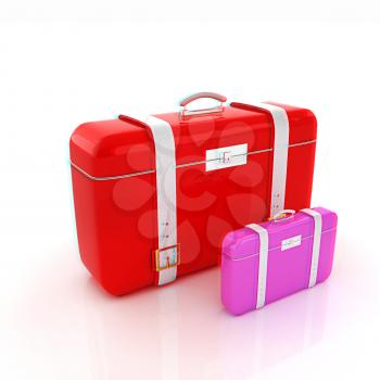 Traveler's suitcases. . 3D illustration. Anaglyph. View with red/cyan glasses to see in 3D.
