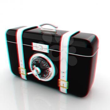 suitcase-safe.. 3D illustration. Anaglyph. View with red/cyan glasses to see in 3D.