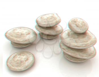 Glossy spa stones. 3d icon . 3D illustration. Anaglyph. View with red/cyan glasses to see in 3D.