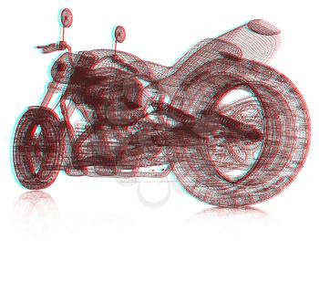 3d sport bike background. 3D illustration. Anaglyph. View with red/cyan glasses to see in 3D.