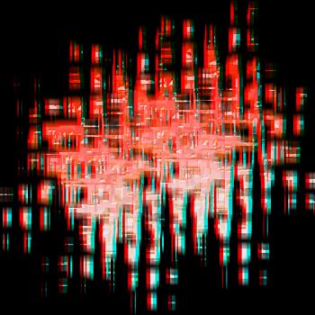 digital darkness background (white and blue). 3D illustration. Anaglyph. View with red/cyan glasses to see in 3D.