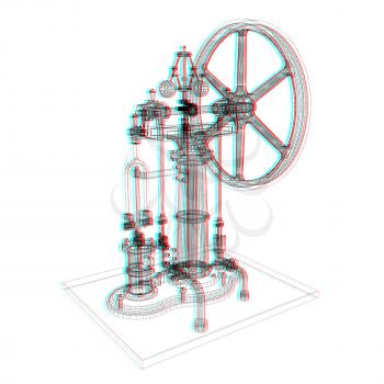 Perpetuum mobile. 3d render. 3D illustration. Anaglyph. View with red/cyan glasses to see in 3D.