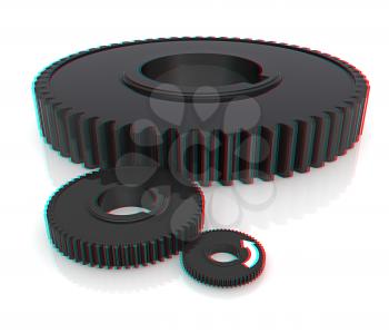 Gear wheels. 3D illustration. Anaglyph. View with red/cyan glasses to see in 3D.