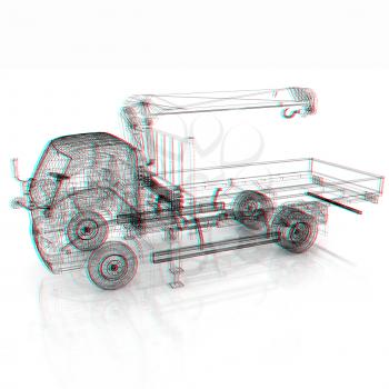 3d model truck. 3D illustration. Anaglyph. View with red/cyan glasses to see in 3D.