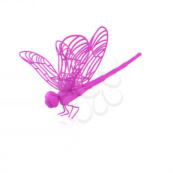 Dragonfly. 3D illustration. Anaglyph. View with red/cyan glasses to see in 3D.