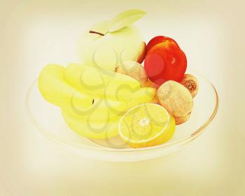 Citrus on a white background. 3D illustration. Vintage style.