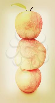 Spa still life from apples on a white background. 3D illustration. Vintage style.
