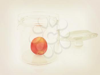 fresh peaches on a white background. 3D illustration. Vintage style.