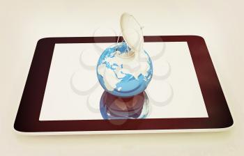 The concept of mobile high-speed Internet and planet earth on a white background. 3D illustration. Vintage style.