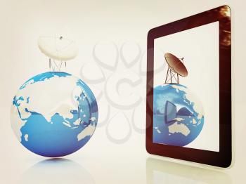 The concept of mobile high-speed Internet and planet earth on a white background. 3D illustration. Vintage style.