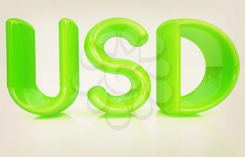 USD 3d text on a white background. 3D illustration. Vintage style.