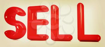 sell 3d red text on a white background. 3D illustration. Vintage style.