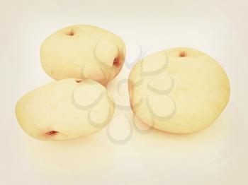 potato on a white background close up. 3D illustration. Vintage style.