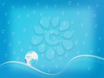 water drops background and earth. 3D illustration. Vintage style.