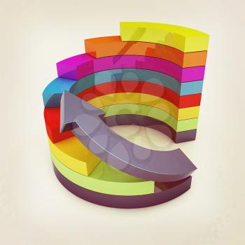 3d colorful abstract diagram and arrow on a white background. 3D illustration. Vintage style.