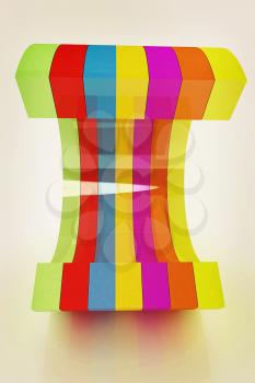 3d colorful abstract shape on a white background. 3D illustration. Vintage style.
