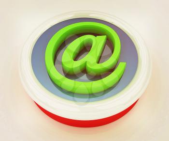 3d button email Internet push on a white background. 3D illustration. Vintage style.
