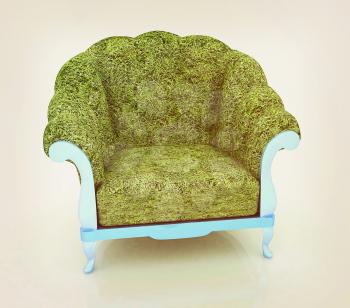 Herbal armchair on a white background. 3D illustration. Vintage style.
