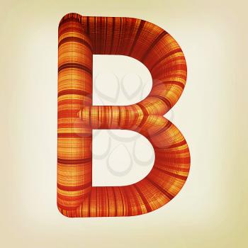 Wooden Alphabet. Letter B on a white background. 3D illustration. Vintage style.