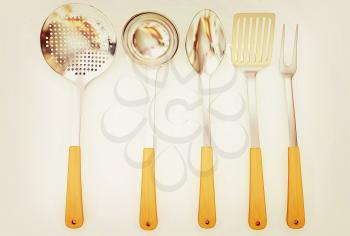 Cutlery on a white background . 3D illustration. Vintage style.