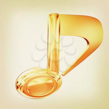 Golden note icon on a white background. 3D illustration. Vintage style.