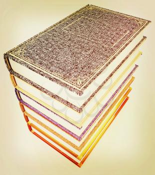 The stack of books on a white background. 3D illustration. Vintage style.