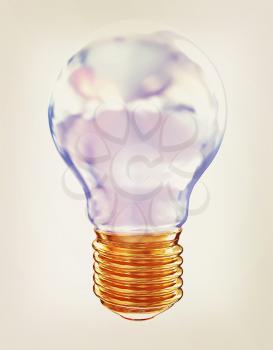 Energy saving light bulb isolated on white. 3D illustration. Vintage style.