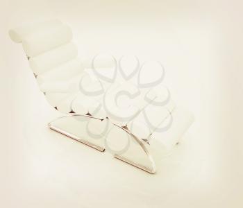 Comfortable white Sun Bed on white background. 3D illustration. Vintage style.