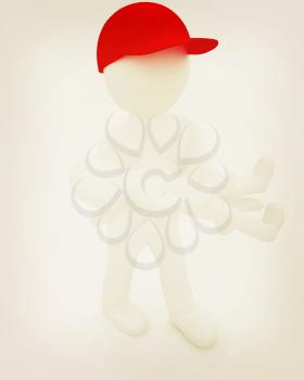 3d man with child. 3d render on a white background. 3D illustration. Vintage style.